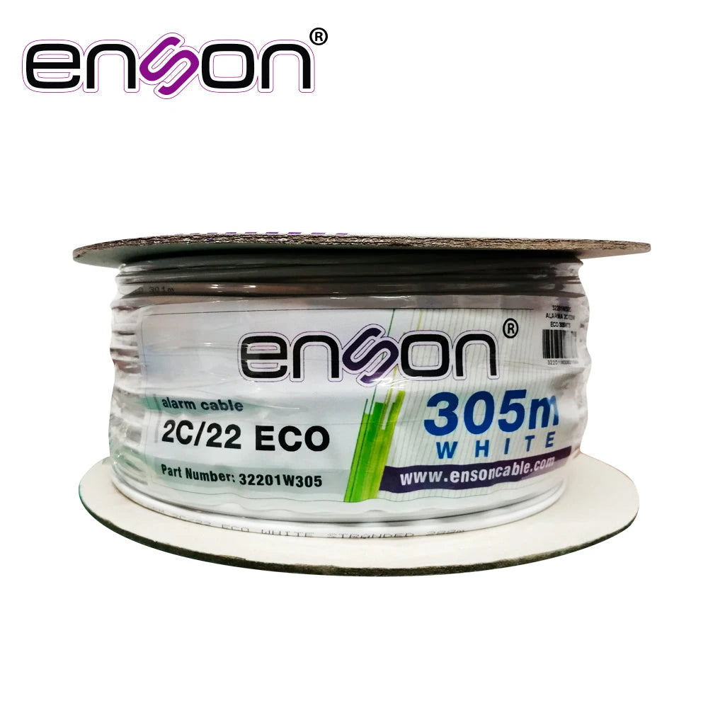 CABLE DE ALARMA ENSON 32201W305 SERIE ECO MULTIFILAR 2C/22 AWG BOBINA DE 305 METROS FORRO PVC COLOR BLANCO PARA USO INTERIOR DISEÑADO PARA CONEXIONES DE SISTEMAS DE ALARMA-Cableado-ENSON-Bsai Seguridad & Controles