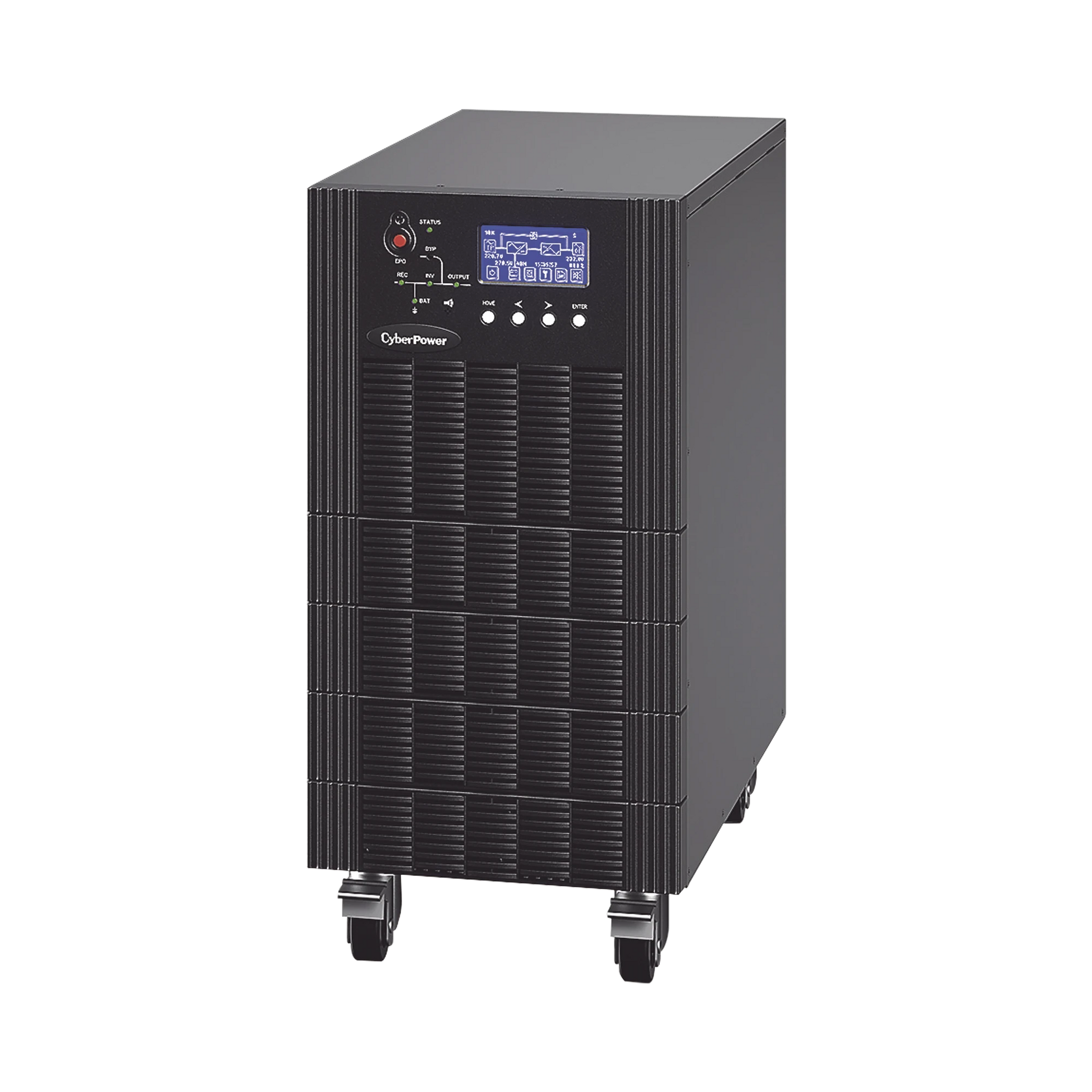 UPS TRIFÁSICO DE 10 KVA/10 KW, TOPOLOGÍA ONLINE DOBLE CONVERSIÓN, VOLTAJE DE 208/220 VCA DE L-L, RESPALDO DE 5 MINUTOS AL 100% DE CARGA, INCLUYE MÓDULO Y BANCO DE BATERÍAS-Ups/No Break-CYBERPOWER-Bsai Seguridad & Controles