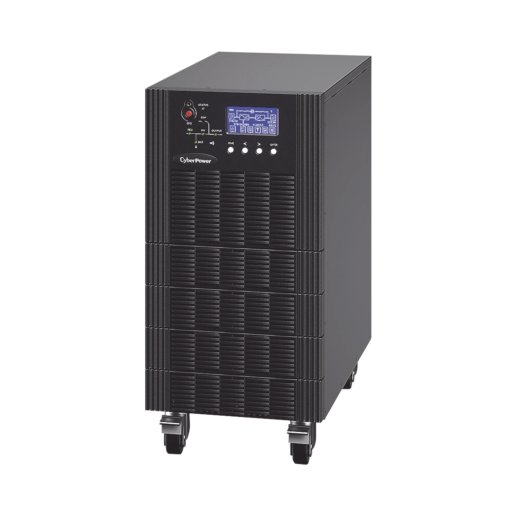 UPS TRIFÁSICO DE 10 KVA/10 KW, TOPOLOGÍA ONLINE DOBLE CONVERSIÓN, VOLTAJE DE 208/220 VCA DE L-L, RESPALDO DE 5 MINUTOS AL 100% DE CARGA, INCLUYE MÓDULO Y BANCO DE BATERÍAS-Ups/No Break-CYBERPOWER-Bsai Seguridad & Controles