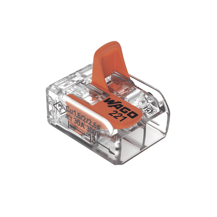 COMPACT SPLICING CONNECTORFOR ALL CONDUCTOR TYPES TRANSPARENT 2 CONNECTORS-Cables y Conectores-WAGO-221-612-Bsai Seguridad & Controles