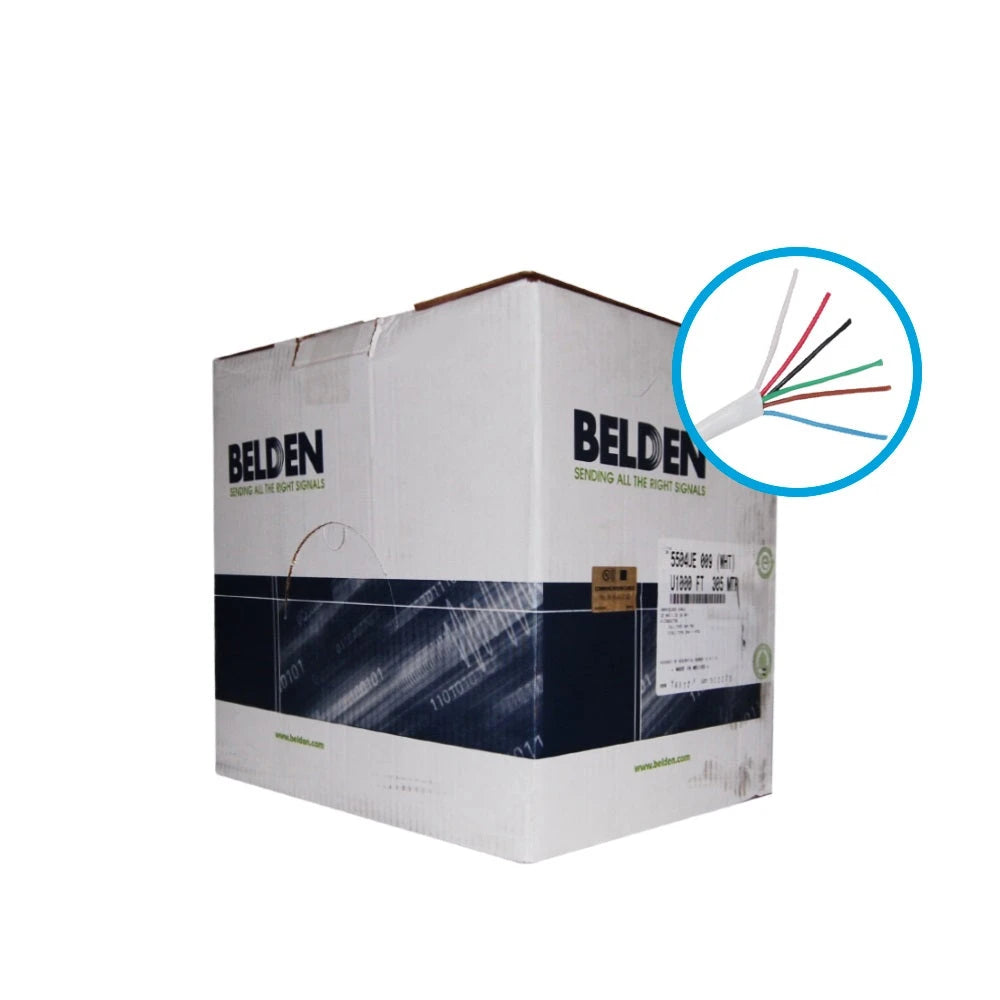CABLE PARA SEGURIDAD Y SONIDO BELDEN 5504UE 009U1000 FORRO PVC BLANCO CMR-RISER 6C/22AWG 6 CONDUCTORES CALIBRE 22 AWG MULTIFILAR 100% COBRE USO INTERIOR ESPECIAL PARA APLICACIONES SISTEMAS DE SEGURIDAD, INTERCOMUNICADOR PA, AUDIO ALTAVOZ CONTROLES CON ...-Audio / Control / Intrusi&oacute;n-BELDEN-Bsai Seguridad & Controles