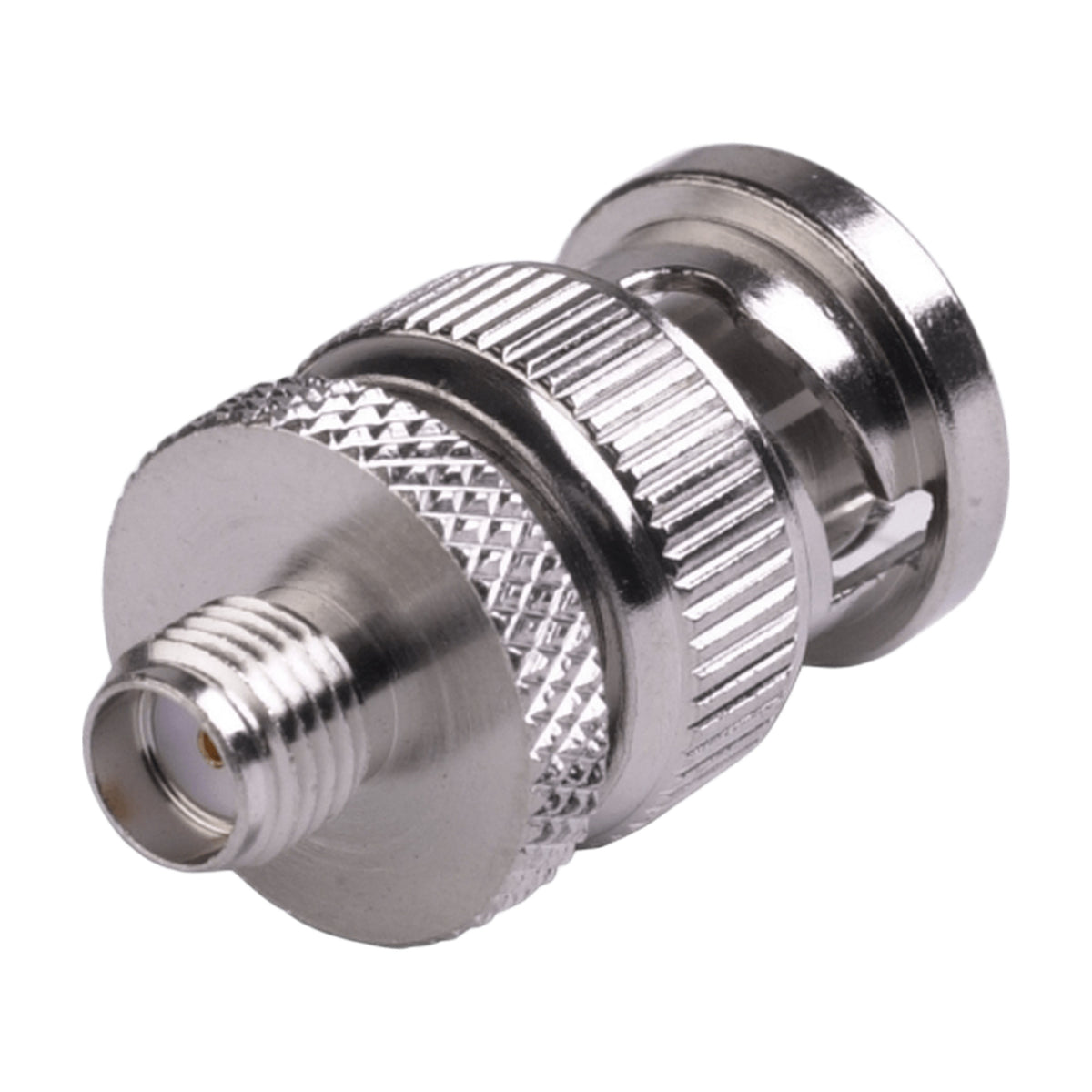 ADAPTADOR COAXIAL EN LÍNEA / SMA HEMBRA A BNC MACHO / CUERPO BRONCE NIQUELADO / CONTACTO ORO / AISLANTE TEFLÓN [RSA-3476]