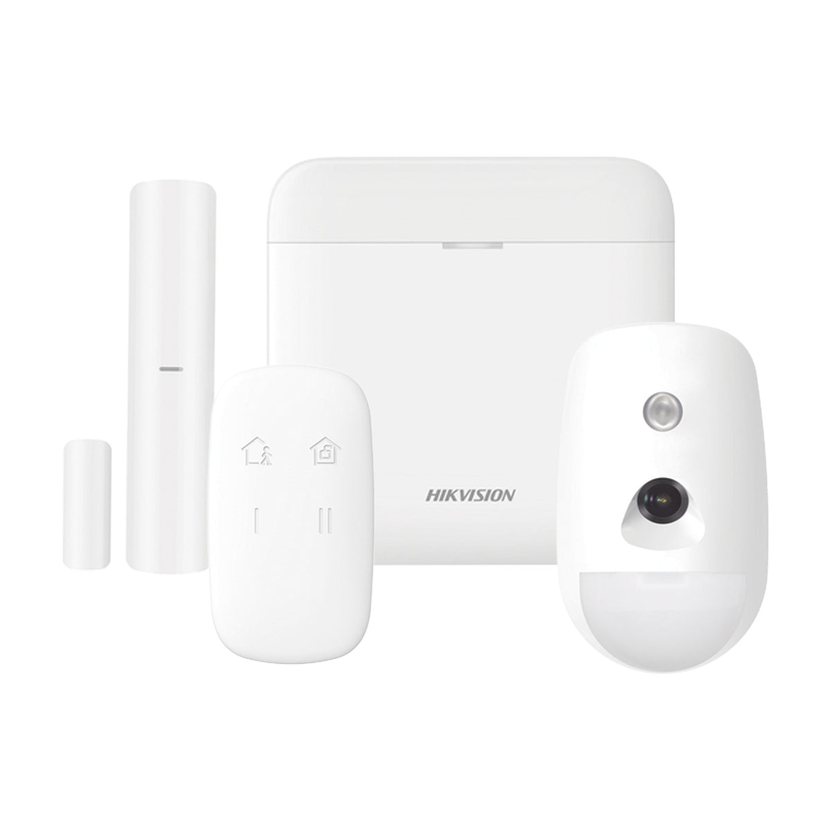 (AX PRO) KIT DE ALARMA AX PRO / INCLUYE: 1 HUB CON BATERIA DE RESPALDO / 1 SENSOR PIR / 1 CONTACTO MAGNÉTICO / 1 CONTROL REMOTO / 1 CÁMARA IP / WIFI / COMPATIBLE CON HIK-CONNECT P2P [DS-PWA48-K/CAM]