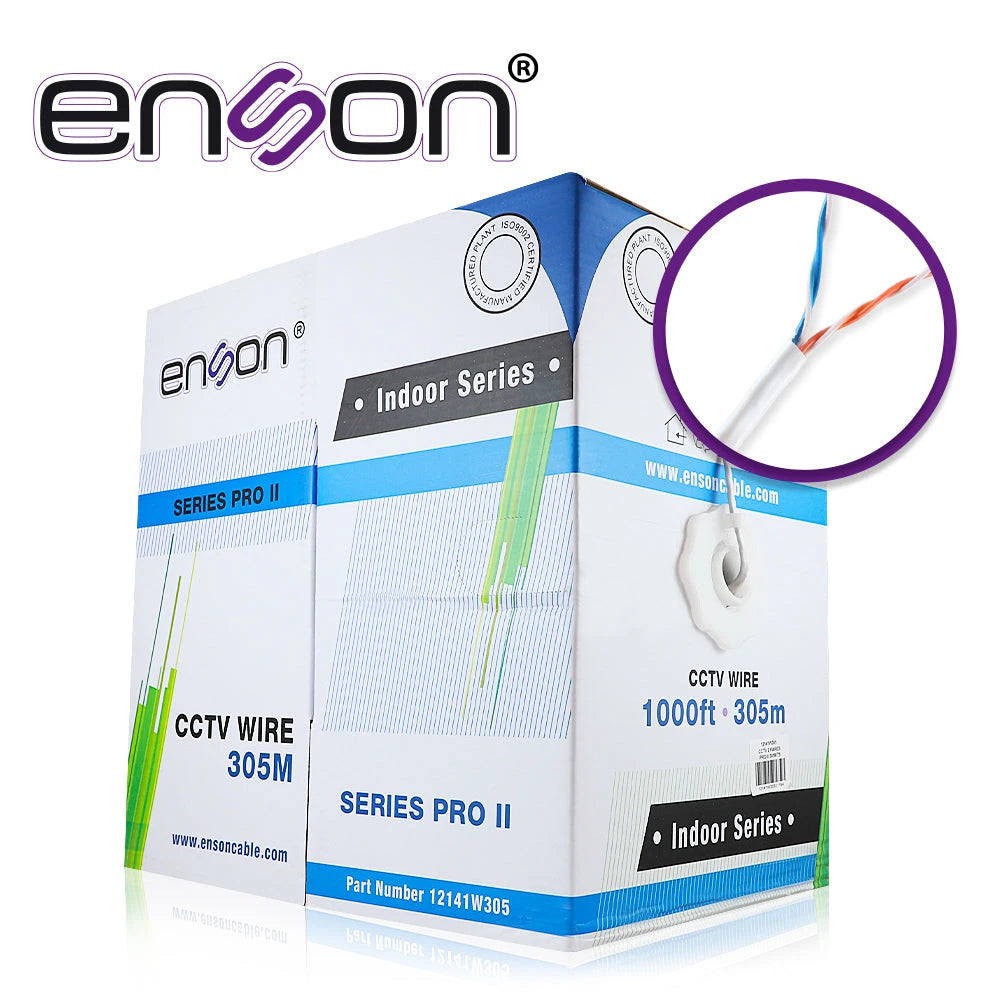CABLE UTP ENSON 12141W305 4C/24 COLOR BLANCO SERIE PRO-II 100% COBRE IDEAL PARA INSTALACIONES DE CCTV ANALOGICO (VIDEO Y ALIMENTACIÓN) NO RECOMENDADO PARA SU USO EN VIDEO IP NI SOLUCIONES DE REDES, INSTALACIÓN EN INTERIORES **SOLO CUENTA CON 2 PARES-Cableado-ENSON-Bsai Seguridad & Controles