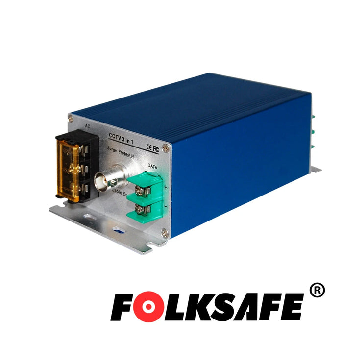 PROTECTOR CONTRA SOBRETENSIONES FOLKSAFE FS-SP3001VPD/24 , PROTEGE CONTRA SOBRETENSIONES DE HASTA 10KA EN VIDEO(BNC), 20KA EN VOLTAJE Y 10KA EN DATOS, RECOMENDABLE PARA CÁMARA PTZ CON VOLTAJE DE OPERACIÓN 24VAC, CARCASA ALEACIÓN DE ALUMINIO CON PROTECC...-Accesorios Videovigilancia-FOLKSAFE-SP3001VPD/24-Bsai Seguridad & Controles