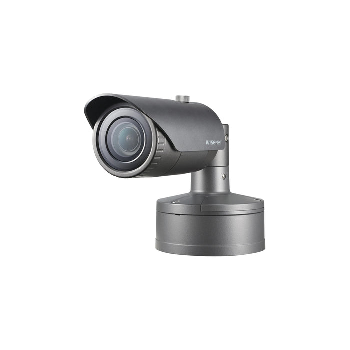 CÁMARA IP TIPO BALA 5MP LENTE FIJO 3.7 MM IR 30M H.265, H.264, WDR 120DB, HLC, DOBLE SD CARD 12VDC/24VAC, POE, IP67, IK10, CONTEO DE PERSONAS-Cámaras IP-HANWHA TECHWIN WISENET-Bsai Seguridad & Controles