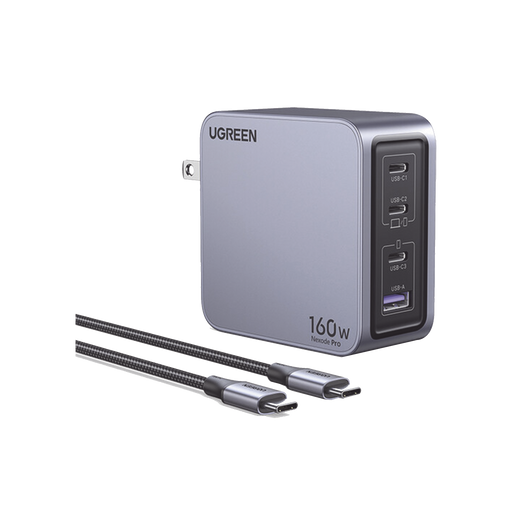 CARGADOR DE 160W SERIE NEXODE PRO | 4 PUERTOS DE CARGA RÁPIDA | 3 USB-C | 1 USB-A | TECNOLOGÍA GANINFINITY | PD3.1 DE 140W / QC4.0 | TECNOLOGÍA DE PROTECCIÓN TÉRMICA | OPTIMIZA LA CARGA | CAJA DE ALUMINIO | INCLUYE CABLE-Accesorios Generales-UGREEN-25876-Bsai Seguridad & Controles