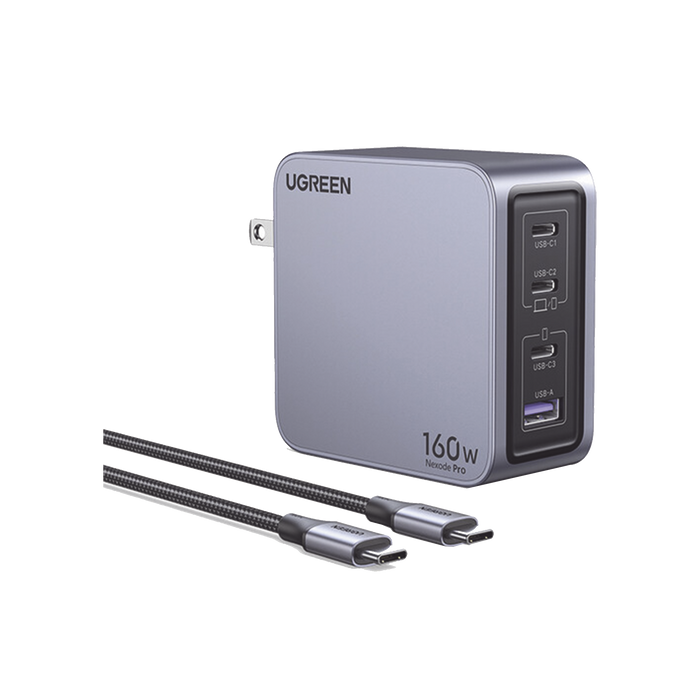 CARGADOR DE 160W SERIE NEXODE PRO | 4 PUERTOS DE CARGA RÁPIDA | 3 USB-C | 1 USB-A | TECNOLOGÍA GANINFINITY | PD3.1 DE 140W / QC4.0 | TECNOLOGÍA DE PROTECCIÓN TÉRMICA | OPTIMIZA LA CARGA | CAJA DE ALUMINIO | INCLUYE CABLE-Accesorios Generales-UGREEN-25876-Bsai Seguridad & Controles