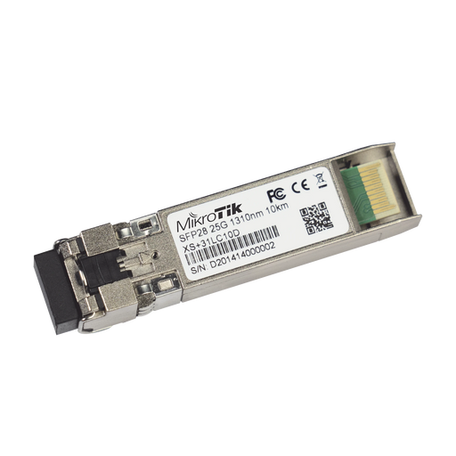 TRANSCEPTOR MINIGBIC XSFP+ 1G/10G/25G LC DUPLEX PARA FIBRA MONO MODO 10 KMS-Networking-MIKROTIK-XS+31LC10D-Bsai Seguridad & Controles