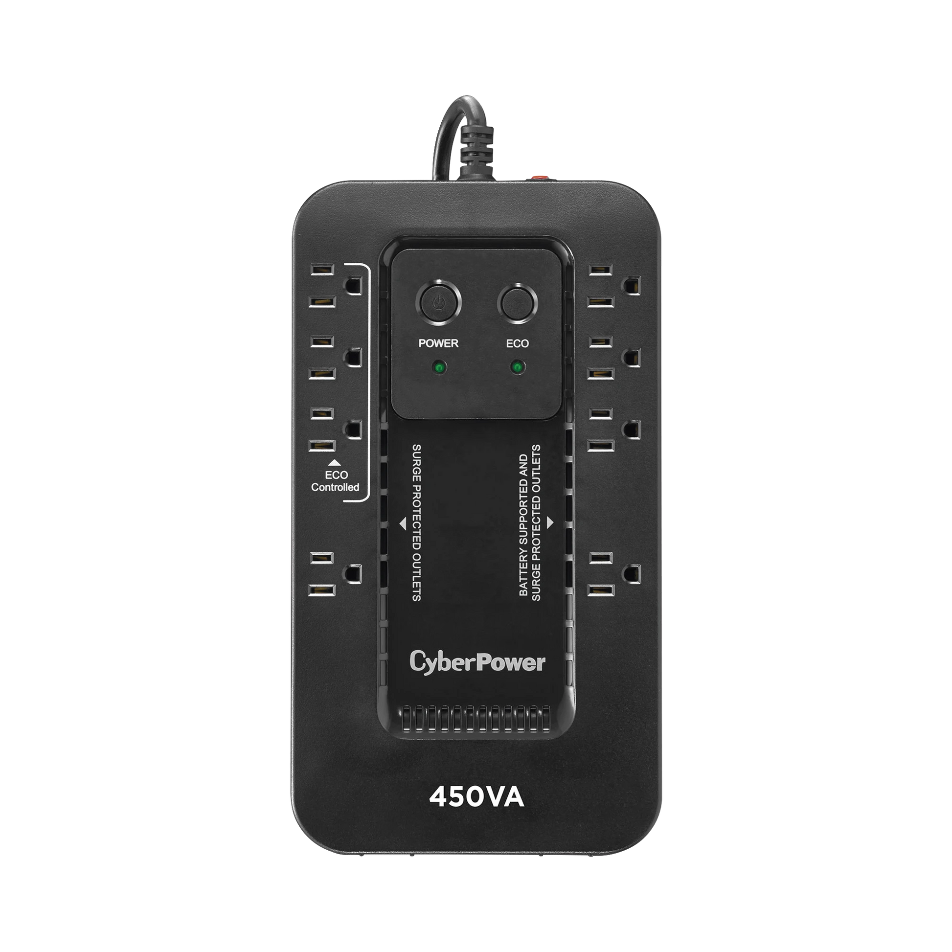 UPS DE 450 VA/260 W, TOPOLOGÍA STANDBY CON MODO AHORRADOR ECO, ENTRADA 120 VCA NEMA 5-15P, CON 8 TOMAS NEMA 5-15R-Ups/No Break-CYBERPOWER-Bsai Seguridad & Controles