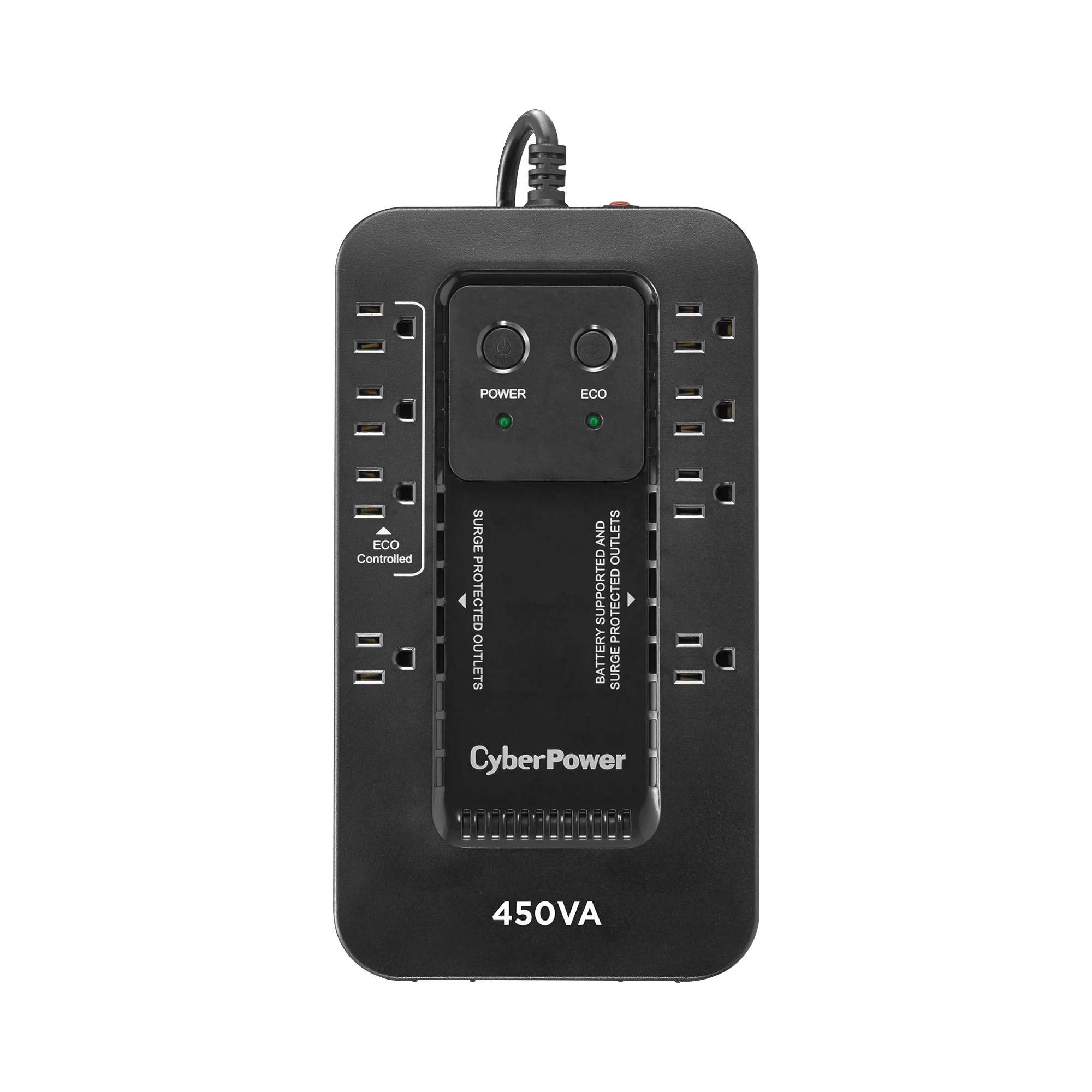 UPS DE 450 VA/260 W, TOPOLOGÍA STANDBY CON MODO AHORRADOR ECO, ENTRADA 120 VCA NEMA 5-15P, CON 8 TOMAS NEMA 5-15R-Ups/No Break-CYBERPOWER-Bsai Seguridad & Controles