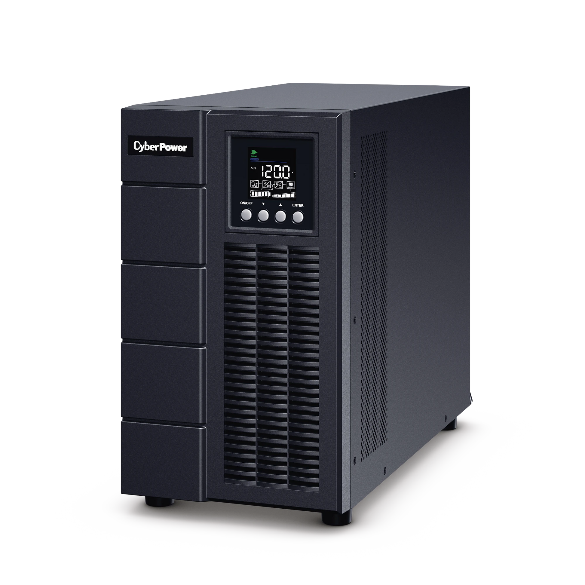 UPS DE 3000 VA/2700 W, ONLINE DOBLE CONVERSIÓN, ENTRADA 120 VCA NEMA L5-30P, ONDA SENOIDAL PURA, TIPO TORRE, CON 6 TOMAS NEMA 5-20R Y 1 BLOCK HARDWIRED-Energía-CYBERPOWER-Bsai Seguridad & Controles