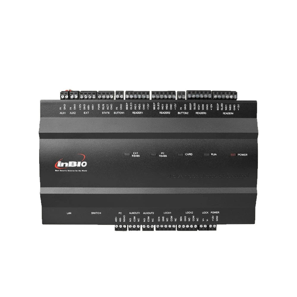 PANEL DE CONTROL DE ACCESO AVANZADO ZKTECO INBIO260 2PUERTAS/4LECTORAS/3000HUELLAS/30,000TARJETAS/100,000REGISTROS TCPIP/RS485/2INOUTAUX COMPATIBLE CON LECTORAS SERIE KR Y FR-Paneles Acceso / InBio-ZKTECO-Bsai Seguridad & Controles