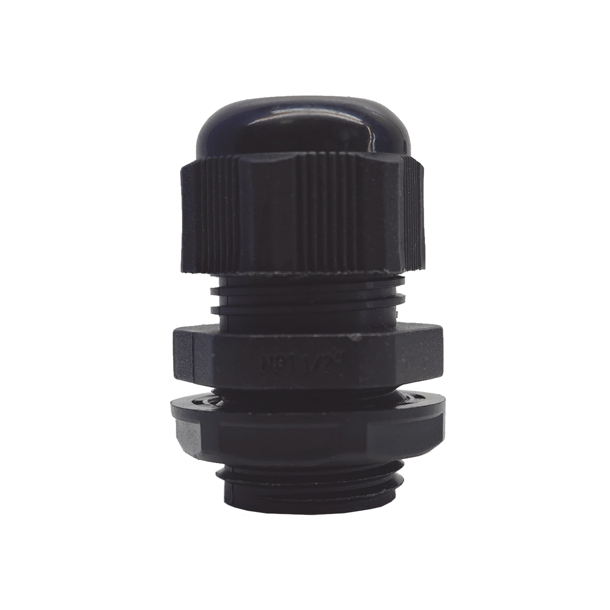 CONECTOR PLÁSTICO NEGRO TIPO GLÁNDULA PARA ROSCA NPT 1/2"-Racks y Gabinetes-TXPRO-Bsai Seguridad & Controles
