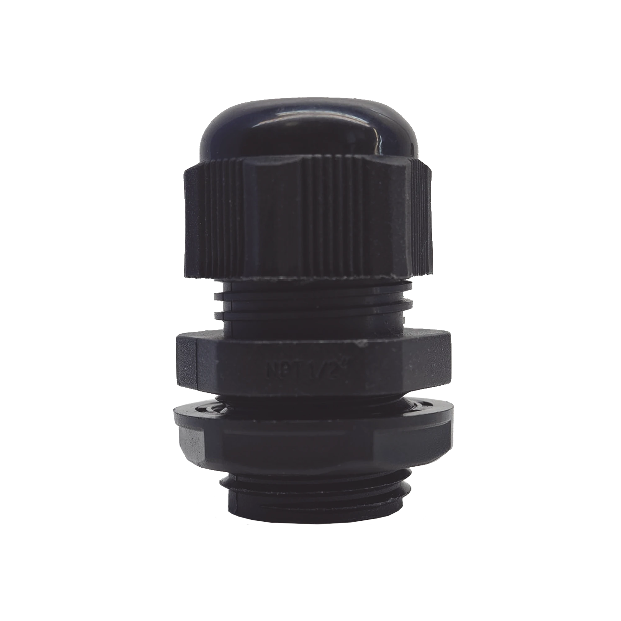 CONECTOR PLÁSTICO NEGRO TIPO GLÁNDULA PARA ROSCA NPT 1/2"-Racks y Gabinetes-TXPRO-Bsai Seguridad & Controles