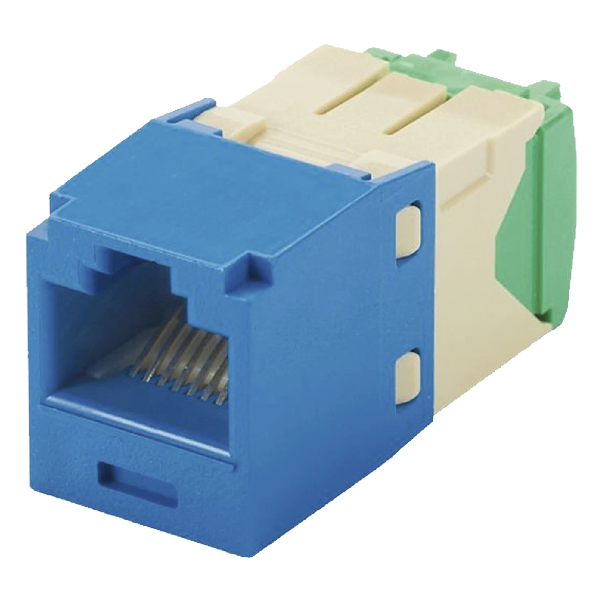 CONECTOR JACK RJ45 ESTILO TG, MINI-COM, CATEGORÍA 6, DE 8 POSICIONES Y 8 CABLES DE CALIBRE 28/30 AWG, COLOR AZUL-Cableado-PANDUIT-Bsai Seguridad & Controles