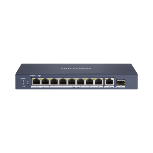 SWITCH POE+ / 6 PUERTOS POE+ / 2 PUERTOS POE++ / BT (90 W) / 1 PUERTO SFP / 1 PUERTO UPLINK GIGABIT / 300 MTS POE LARGA DISTANCIA-Inyectores PoE-HIKVISION-DS-3E0510HP-E-Bsai Seguridad & Controles