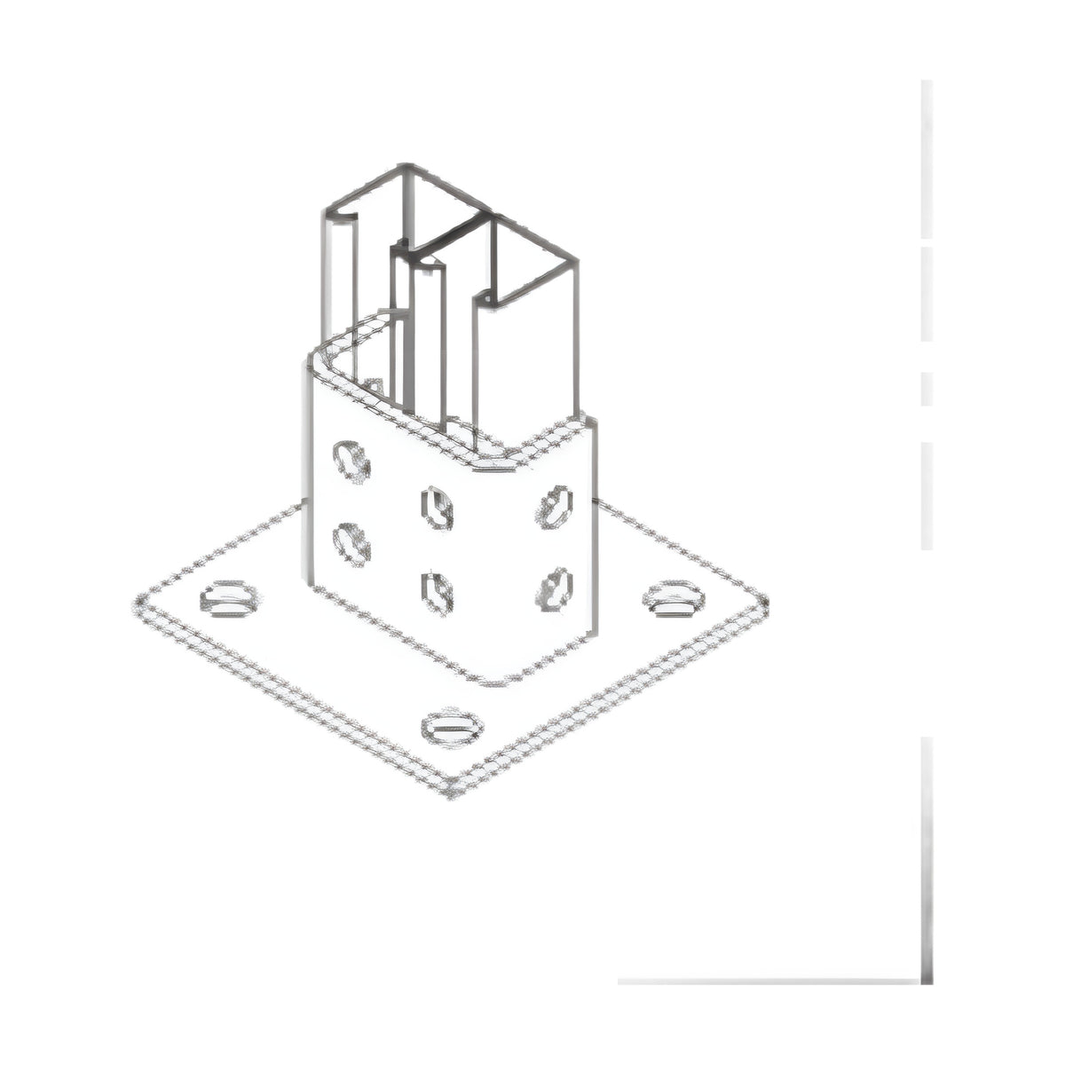 BASE CUADRADA / ACERO RESISTENTE / 4 PERFORACIONES / PERFIL DOBLE / ACABADO ANTICORROSIVO [ANC-HN02]
