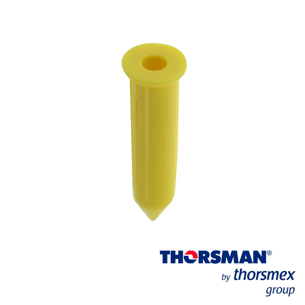 CLAVITHOR THORSMAN TCP1 1207-02100 TAQUETE PARA FIJAR CON CLAVO 3/32PULG X 1PULG COLOR AMARILLO, CAJA 100 PIEZA, ELABORADO CON POLIESTIRENO DE ALTO IMPACTO, FLEXIBLE, RESISTENTE AL IMPACTO, REALIZA UNA EXPANSIÓN, PARA USO EN INTERIORES-Canalizacion-THORSMAN-Bsai Seguridad & Controles