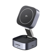 CARGADOR INALÁMBRICO 2 EN 1 25W / TECNOLOGÍA MAGNÉTICA QI 2 / 15W PARA TELÉFONO + 5W PARA AURICULARES / PUERTO USB-C 5W / PROTECCIONES MÚLTIPLES / CABLE USB-C INCLUIDO