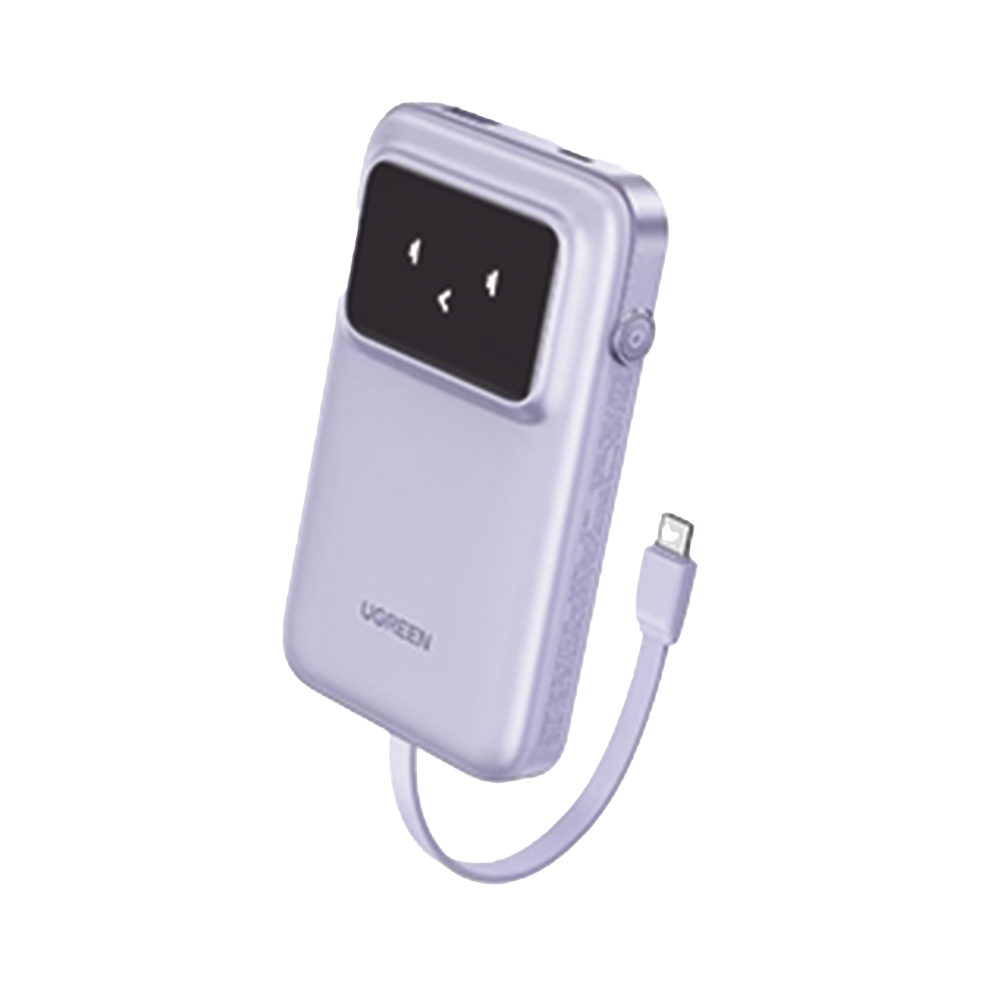 POWER BANK SERIE UNO |  10000MAH | 30W |  CON CABLE USB-C INCORPORADO | 2 SALIDAS 30W MAX. | PANTALLA INTELIGENTE | CARCASA IGNIFUGA | APROBADO POR AEROLÍNEAS.| COLOR PURPLE.