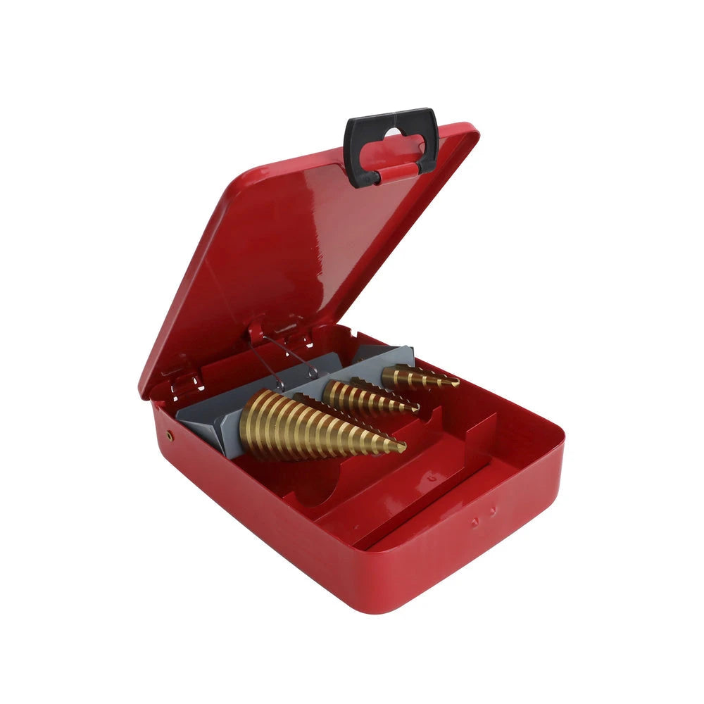 JUEGO DE 3 BROCAS ESCALONADAS 4-12/ 4-20/ 4-32 MM (PARA PLÁSTICO O METAL).-Herramientas-PRECISION-Bsai Seguridad & Controles