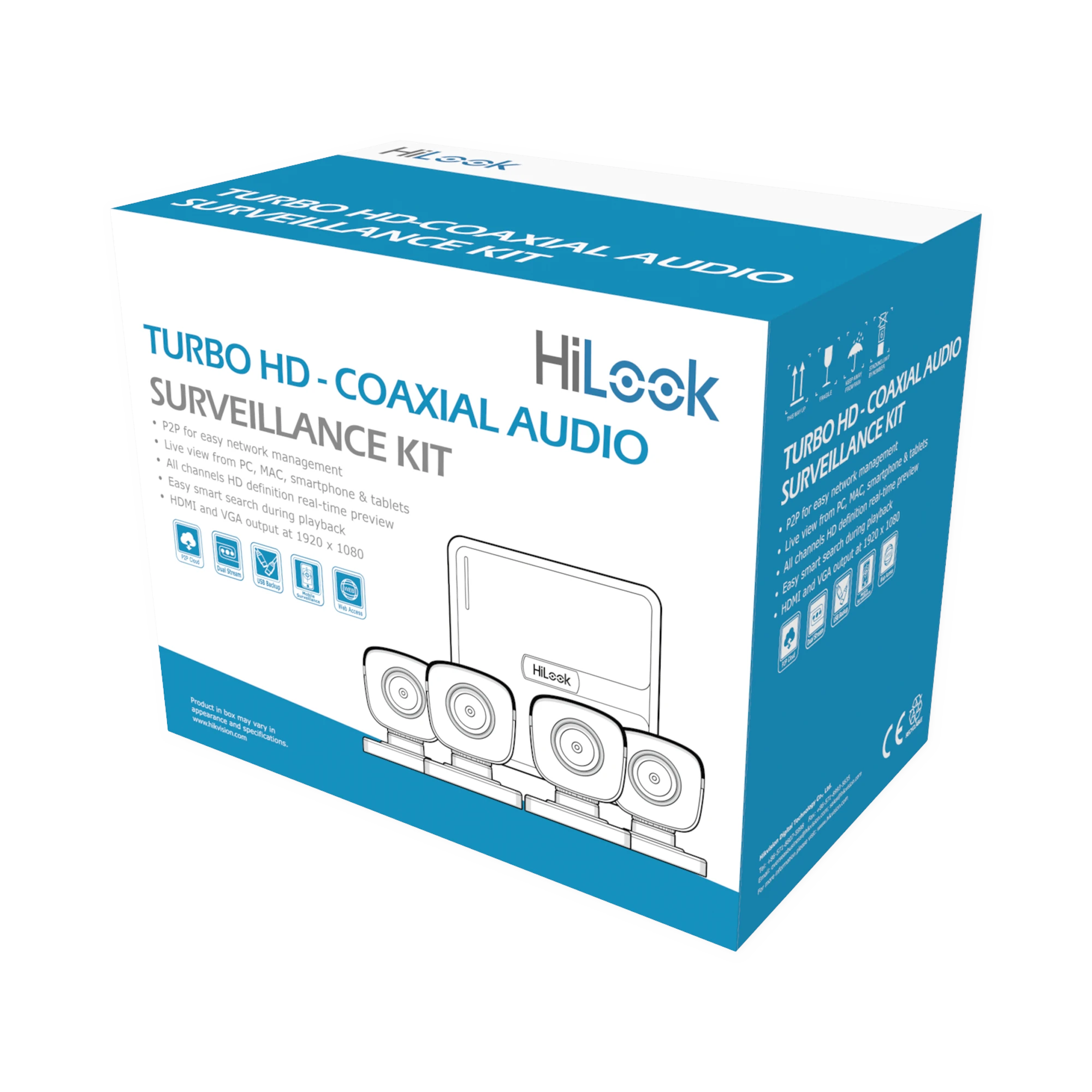 (MICRÓFONO INTEGRADO) KIT TURBOHD 1080P LITE / DVR 4 CANALES / AUDIO POR COAXITRON / 4 CÁMARAS BALA DE POLICARBONATO CON MICRÓFONO INTEGRADO-Kits Sistemas Completos-HILOOK BY HIKVISION-Bsai Seguridad & Controles