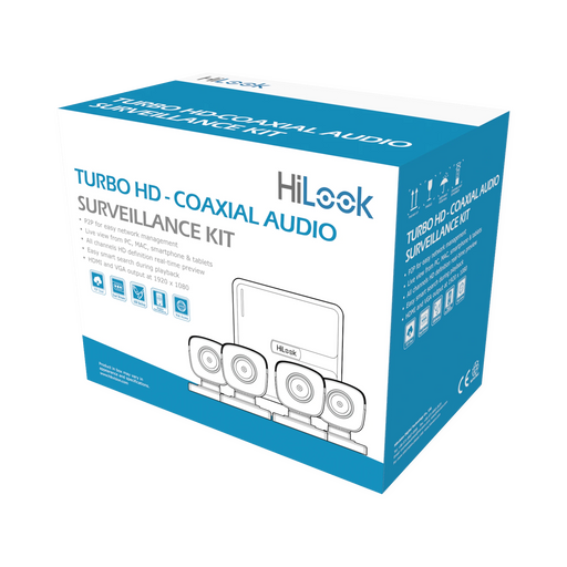 (MICRÓFONO INTEGRADO) KIT TURBOHD 1080P LITE / DVR 4 CANALES / AUDIO POR COAXITRON / 4 CÁMARAS BALA DE POLICARBONATO CON MICRÓFONO INTEGRADO-Kits Sistemas Completos-HiLook by HIKVISION-HL1080PS(C)-Bsai Seguridad & Controles