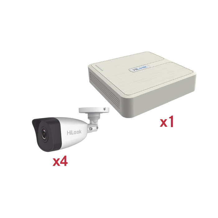 KIT IP 1080P / NVR DE 4 CANALES / 4 CÁMARAS IP BALA-Kits Cámaras de Seguridad-HiLook by HIKVISION-KIP2MP/4B-Bsai Seguridad & Controles