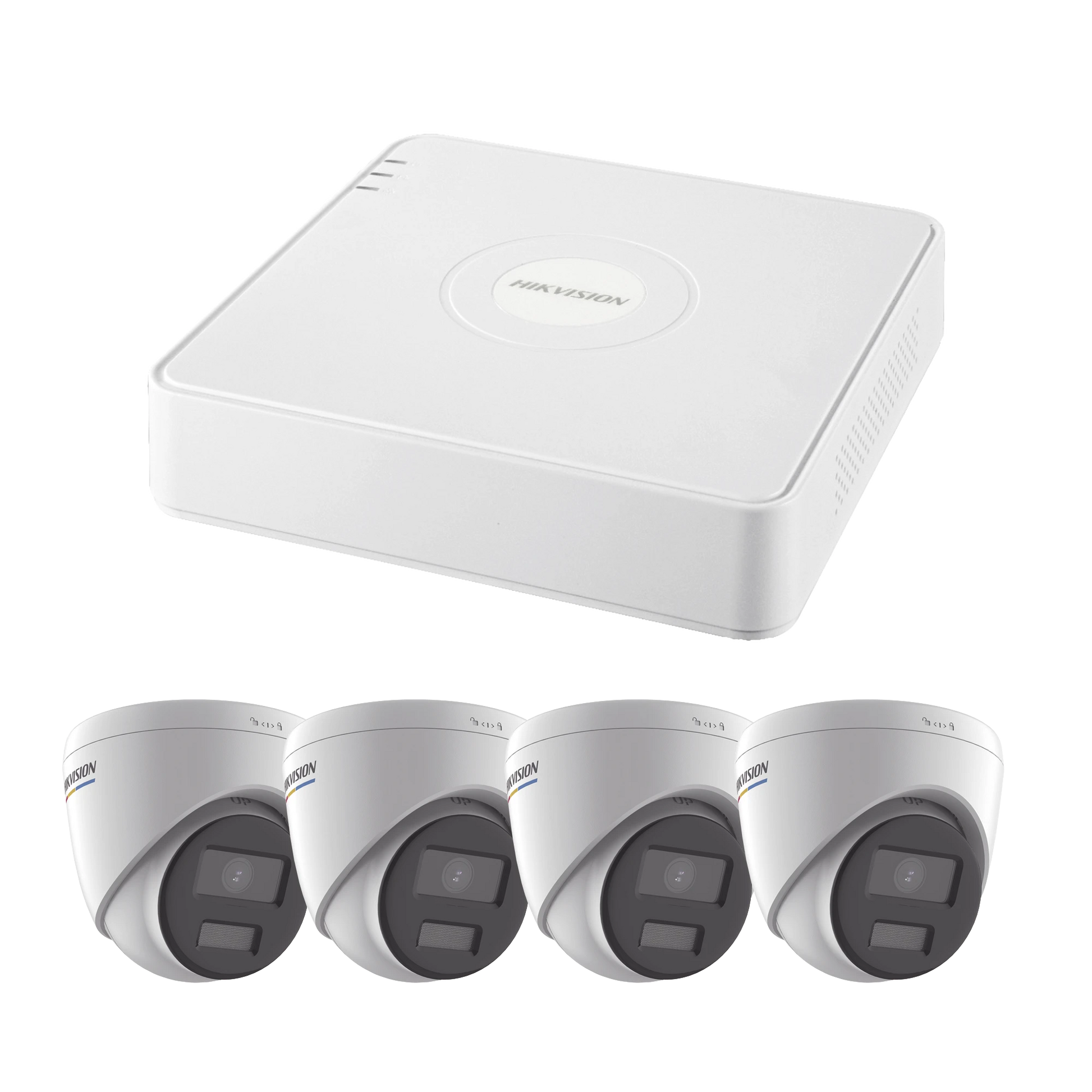 KIT IP 1080P / NVR DE 4 CANALES / 4 CÁMARAS IP TURRET COLORVU-Kits Sistemas Completos-HIKVISION-Bsai Seguridad & Controles
