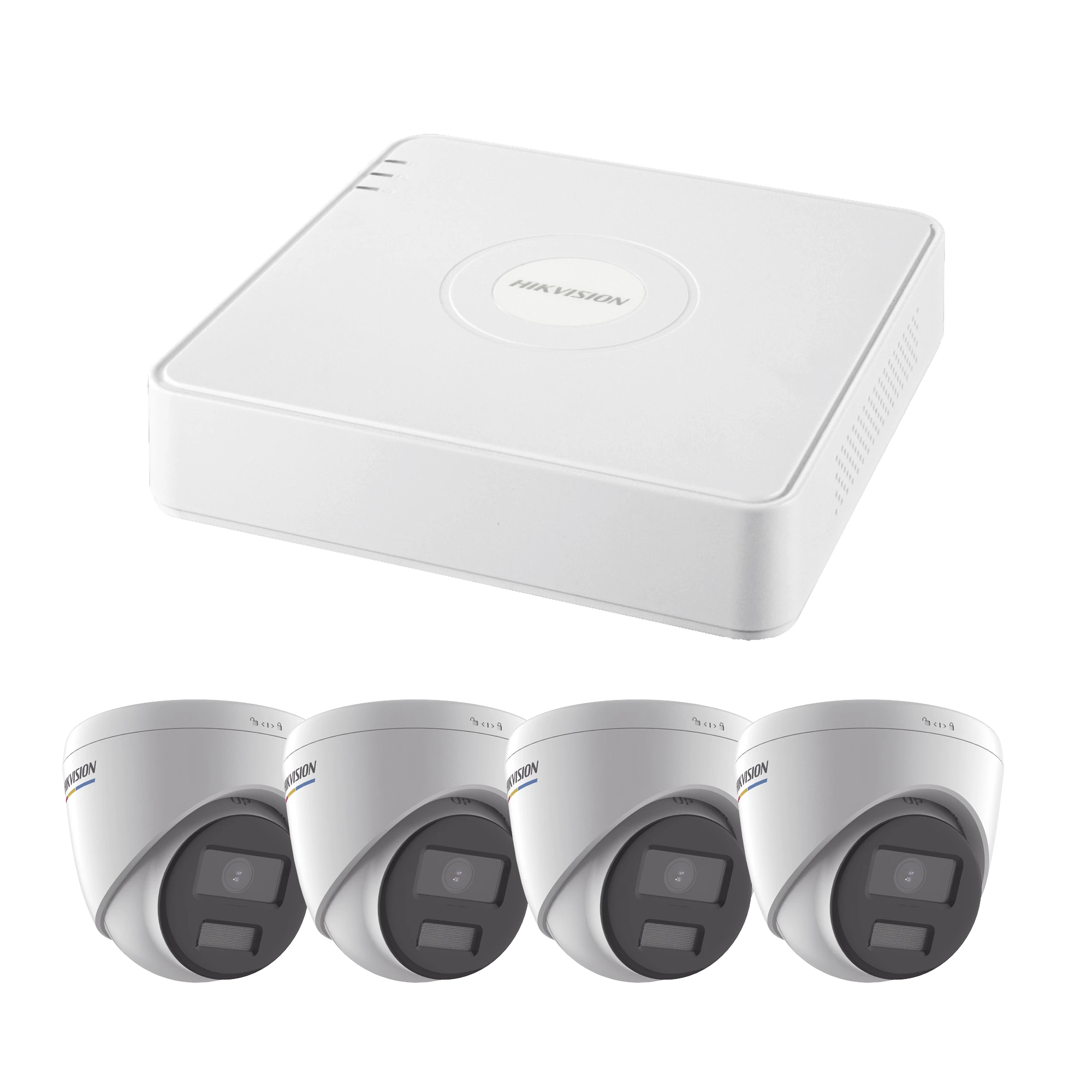 KIT IP 1080P / NVR DE 4 CANALES / 4 CÁMARAS IP TURRET COLORVU-Kits Sistemas Completos-HIKVISION-Bsai Seguridad & Controles