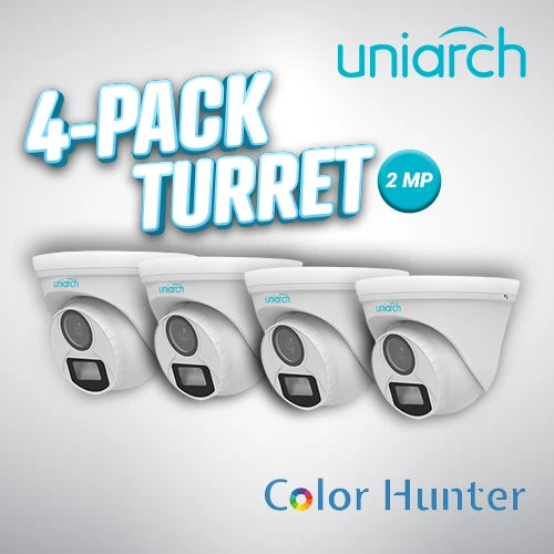 4-PACK TURRET 2MP COLORHUNTER-Cámaras HD-UNIARCH BY UNV-4 x UAC-T112-F28-W-Bsai Seguridad & Controles