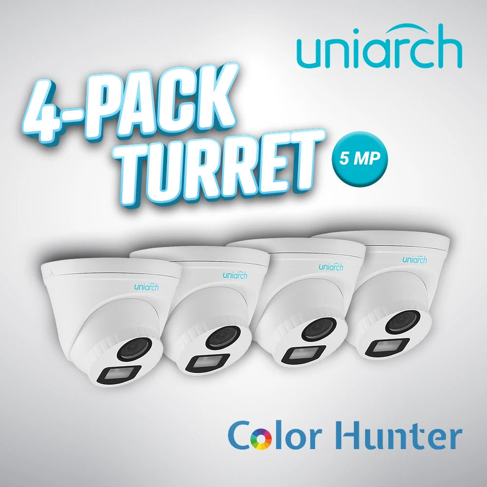 4-PACK TURRET 5MP COLORHUNTER-Cámaras HD-UNIARCH BY UNV-4 x UAC-T115-F28-W / UAC-T115-F28-W-H-Bsai Seguridad & Controles