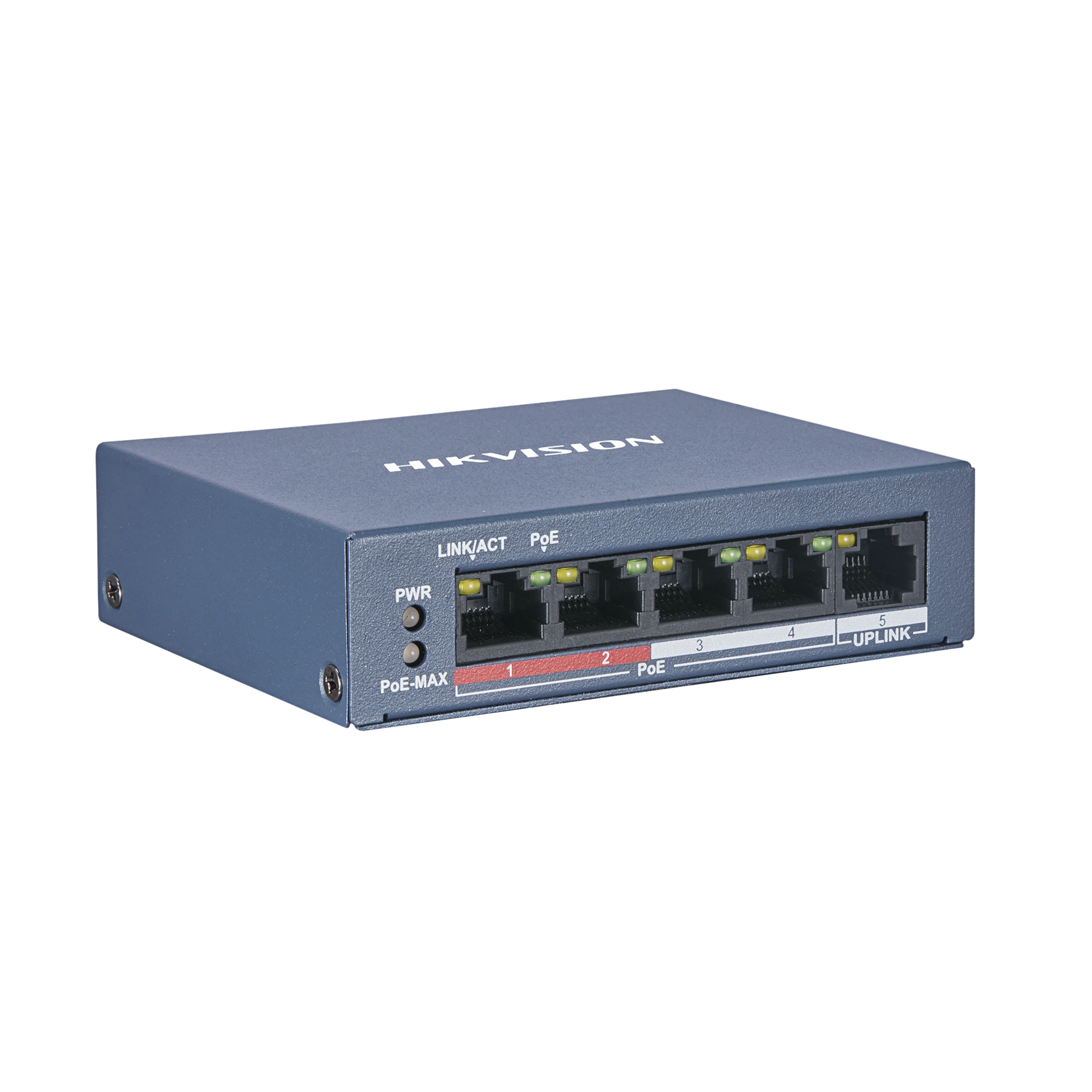 SWITCH POE / 250 METROS POE LARGA DISTANCIA / 4 PUERTOS 100 MBPS 802.3 AF (15.4 W) + 1 PUERTO UPLINK 100 MBPS-PoE de Largo Alcance-HIKVISION-Bsai Seguridad & Controles