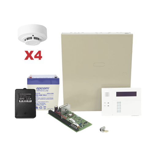 KIT DE PANEL DE ALARMA VISTA48LA CON GABINETE, BATERÍA Y TRANSFORMADOR / 4 SENSORES DE HUMO-Total Connect Honeywell-HONEYWELL HOME RESIDEO-VISTA48LASMK/6160RF-Bsai Seguridad & Controles