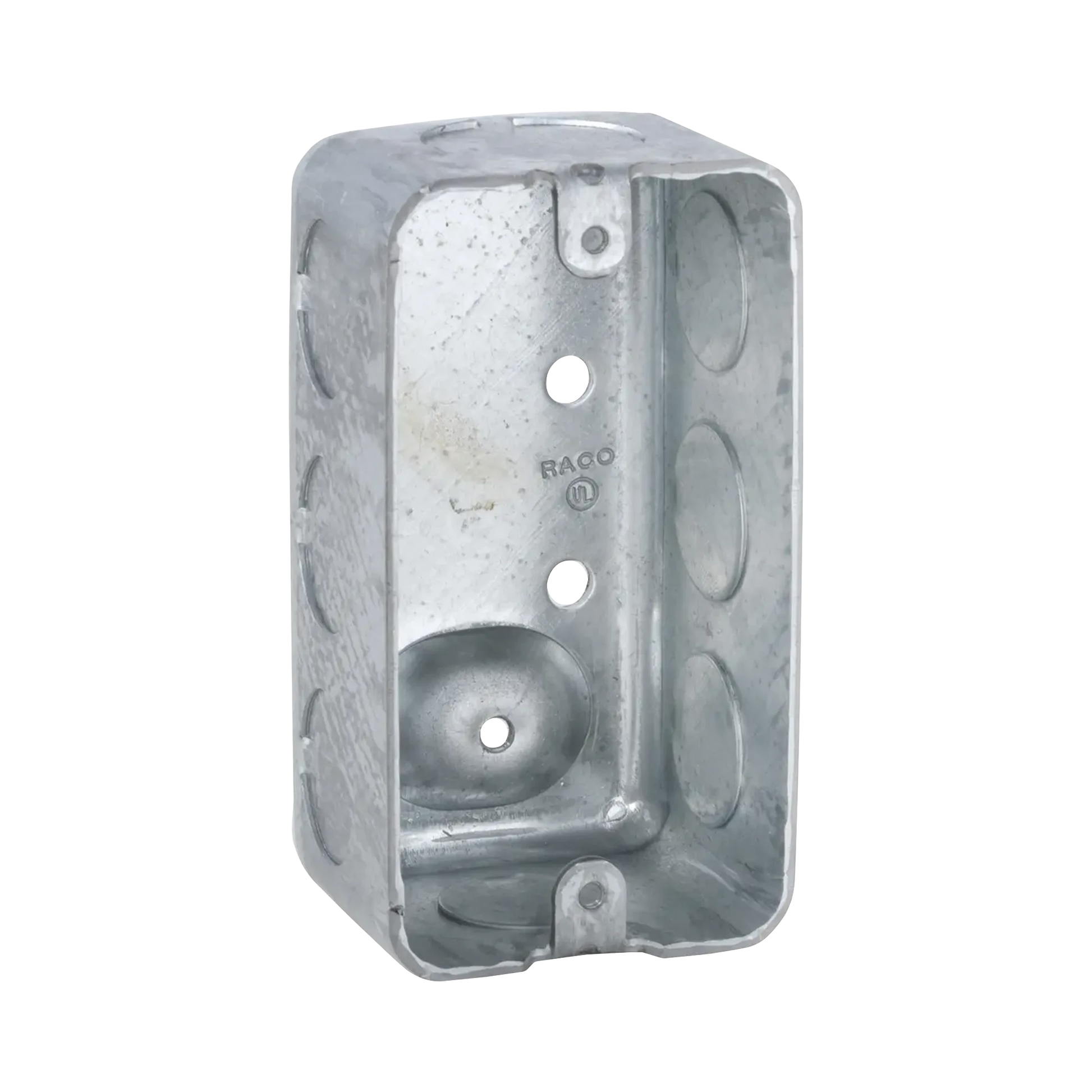 CAJA GALVANIZADA (CHALUPA) 4X2 DE PROF. 1-7/8. TIENE 7 PERFORACIONES DE 1/2 Y 1 DE 3/4.-Tuberia Metalica-RACO-Bsai Seguridad & Controles