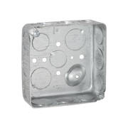 CAJA CUADRADA GALVANIZADA DE 4, PROFUNDIDAD DE 1- 1/2. CUENTA CON 11 KO DE 1/2 Y 6 DE 3/4..-Tuberia Metalica-RACO-Bsai Seguridad & Controles