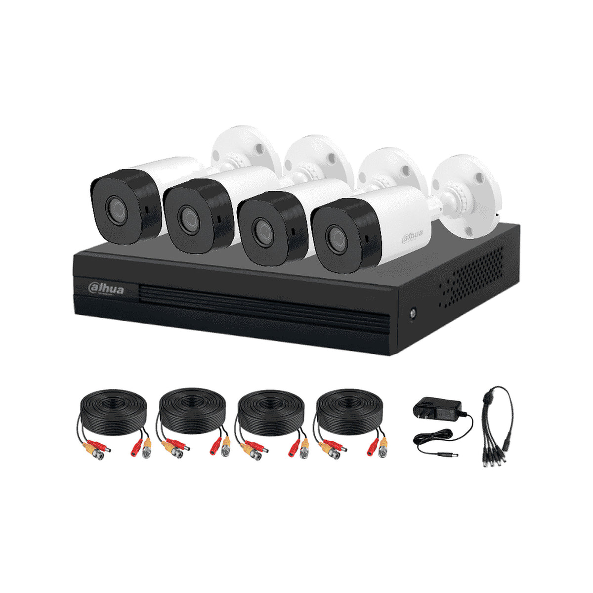 DAHUA KITXVR1B04-I1MP-2.8 - KIT DE 4 CANALES DE 1 MEGAPIXEL/ 4 CÁMARAS B1A11 CON LENTE DE 2.8MM/ 93 GRADOS DE APERTURA/ 4 CH+1 IP O HASTA 5 CH IP/ SMD PLUS/ BÚSQUEDA DE HUMANOS Y VEHÍCULOS/ ACCESORIOS INCLUIDOS/#WIZSENSE #TOPDAHUA [DHT0250019]