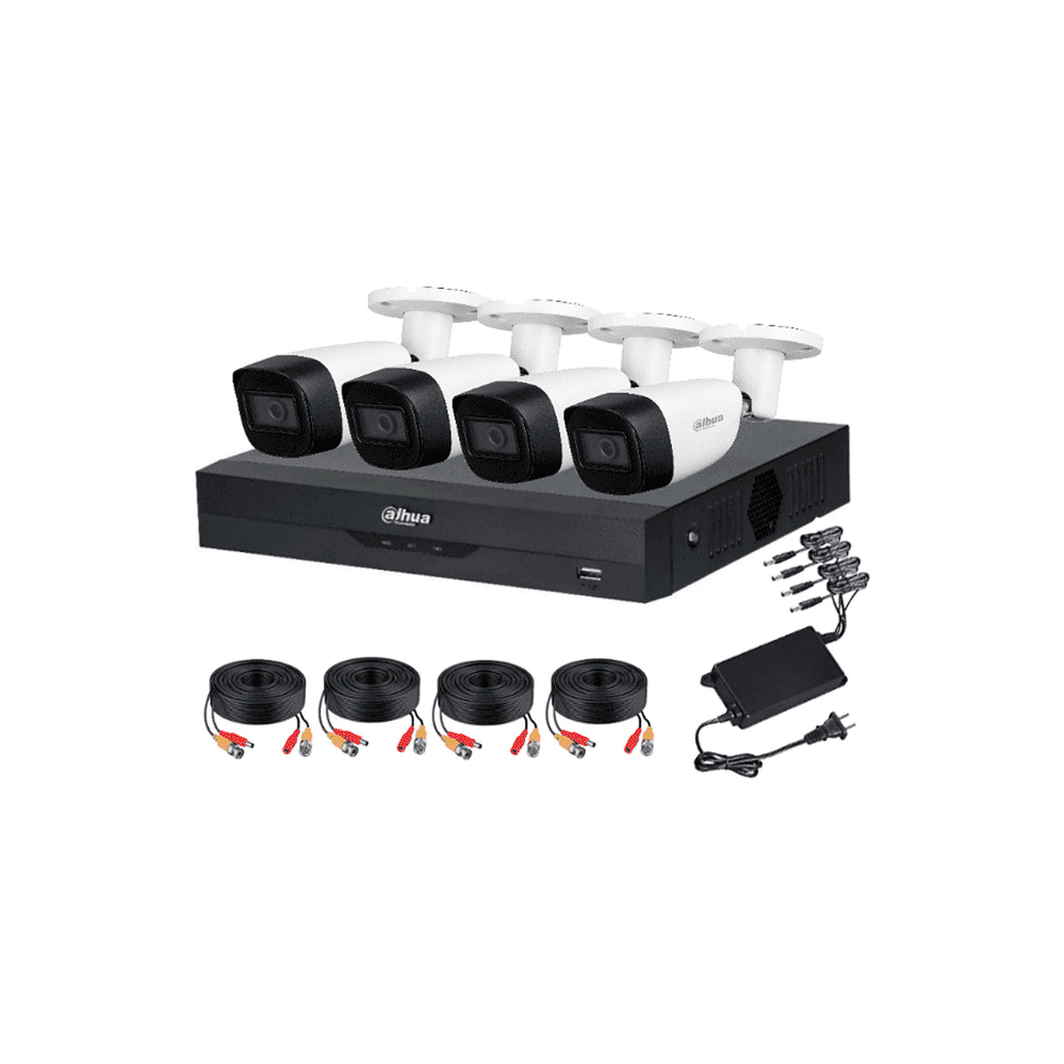 DAHUA KITXVR5104HS4KLI3+4HFW1500CMA- KIT DE 4 CANALES DE 5 MP CON AUDIO/ DVR WIZSENSE CON RECONOCIMIENTO DE ROSTROS/ H.265+/ 4 CAMARAS METALICAS/ 4 CH + 1 IP O HASTA 5 CH IP/ 4 CH SMD PLUS/ BUSQUEDA DE HUMANOS Y VEHICULOS/ ACCESORIOS [DHT0250013]
