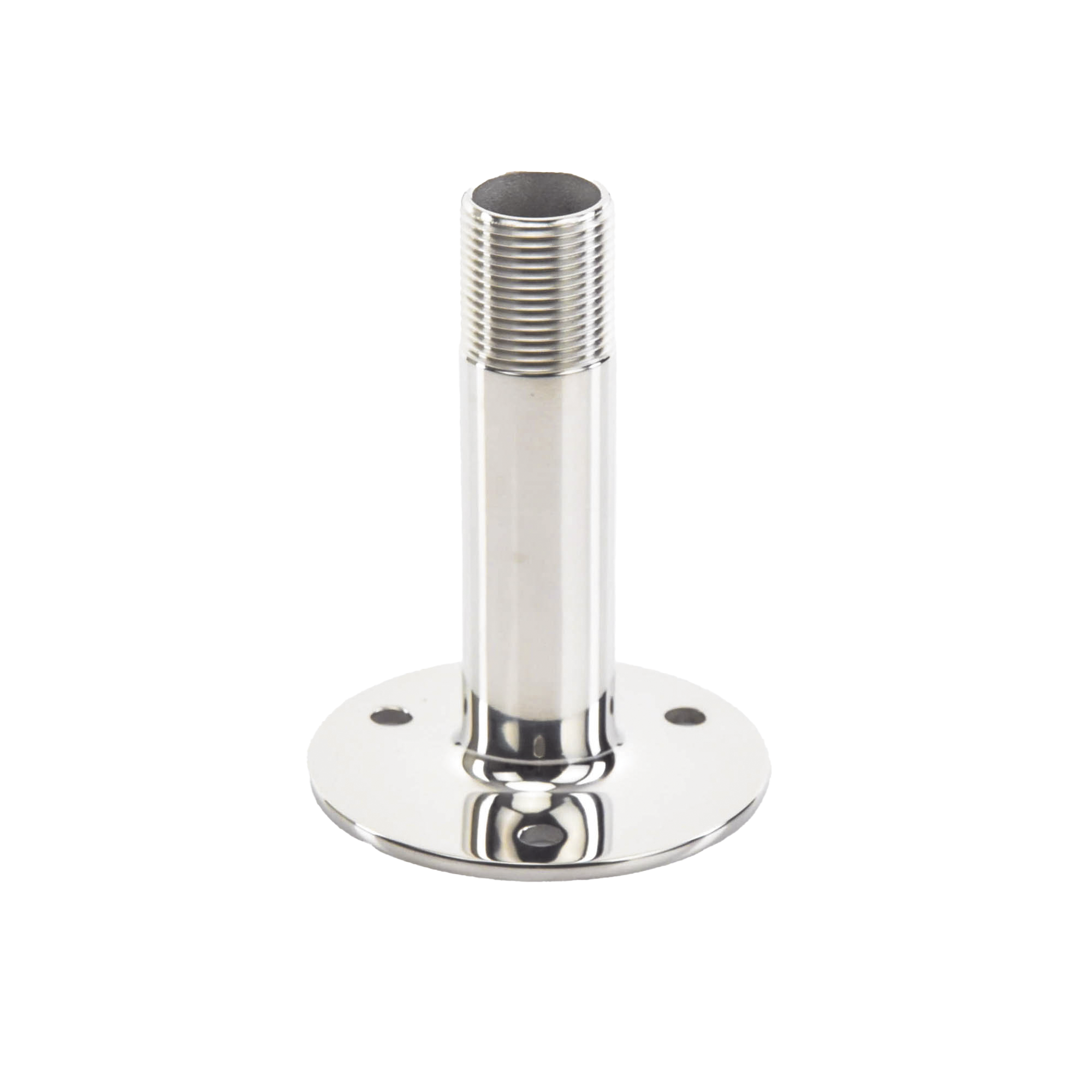 MONTAJE RECTO DE ACERO INOXIDABLE DE 4 PULGADAS DE ALTO Y 3 DE BASE.