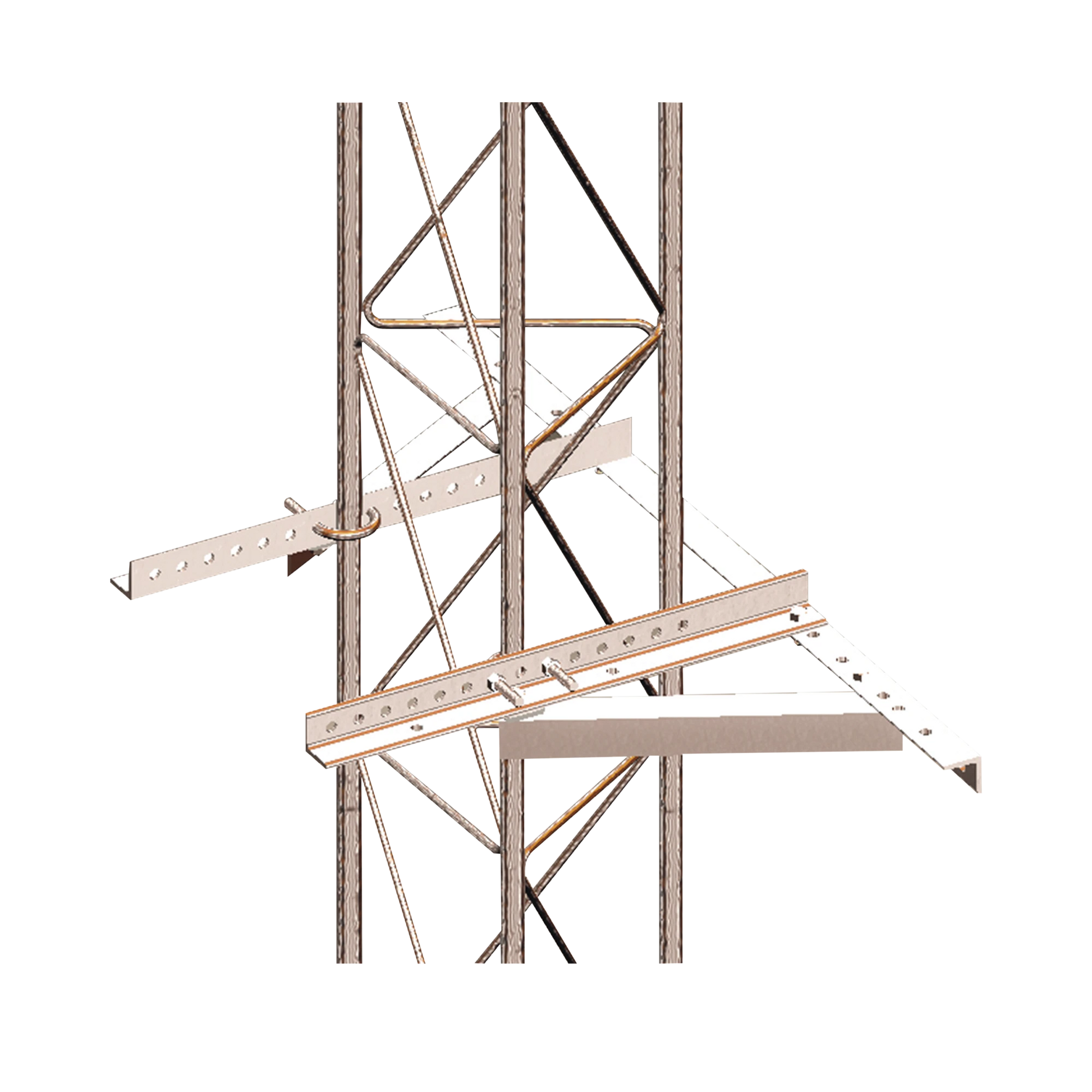 MONTAJE SUJETADOR A PARED P/TRAMO STZ30/35/45 GALVANIZADO ELECTROLÍTICO.-Torres y Mástiles-SYSCOM TOWERS-Bsai Seguridad & Controles