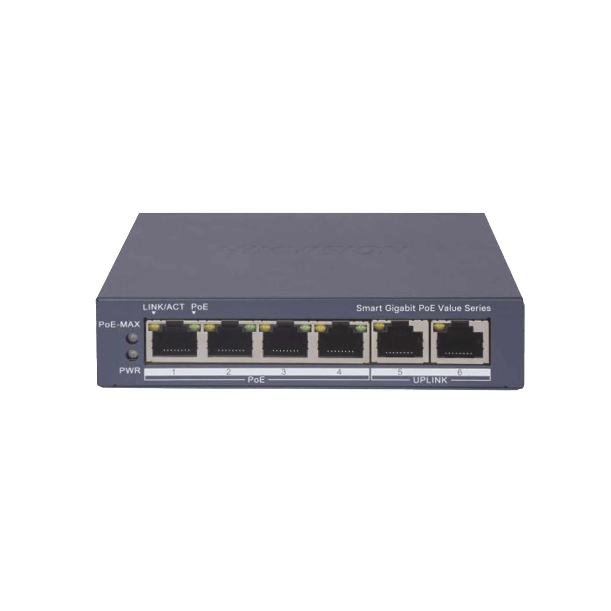 SWITCH GIGABIT POE+ / ADMINISTRABLE / 4 PUERTOS 1000 MBPS POE+ / 2 PUERTOS 1000 MBPS UPLINK / CONFIGURACIÓN NUBE HIK-PARTNERPRO / MODO EXTENDIDO HASTA 300 METROS / 45 WATTS-Networking-HIKVISION-Bsai Seguridad & Controles