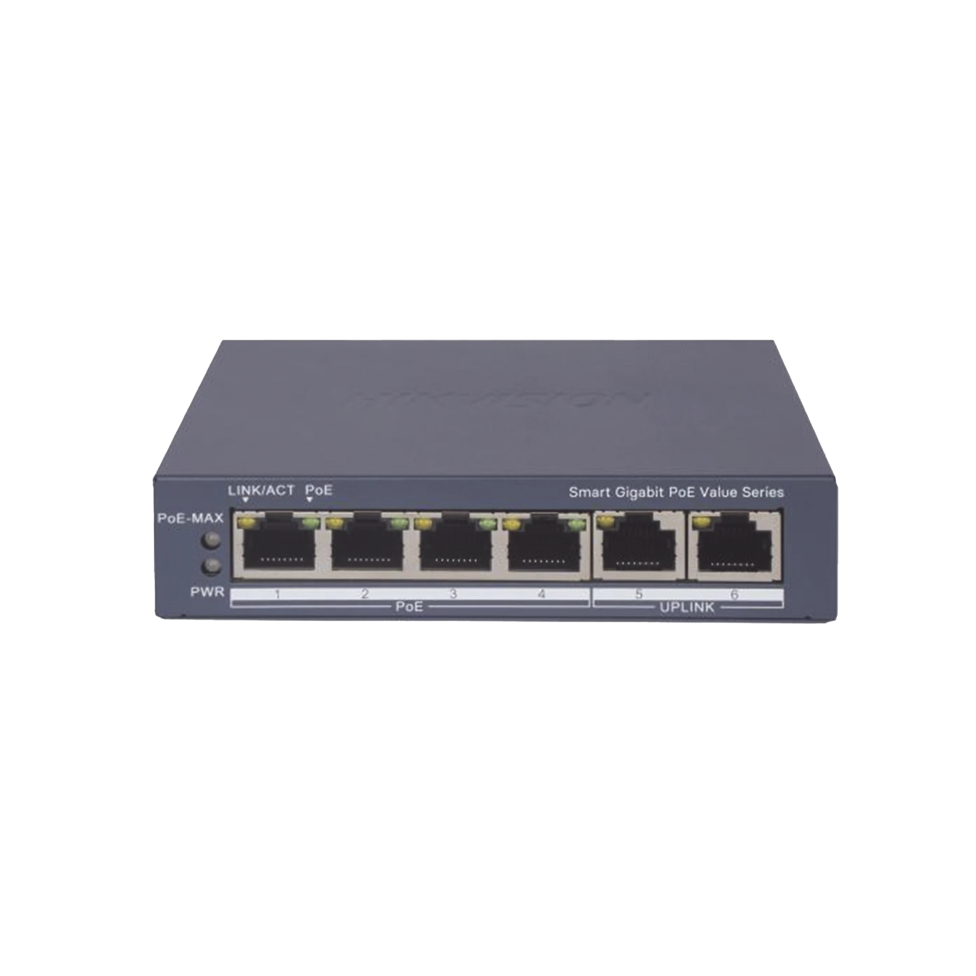SWITCH GIGABIT POE+ / ADMINISTRABLE / 4 PUERTOS 1000 MBPS POE+ / 2 PUERTOS 1000 MBPS UPLINK / CONFIGURACIÓN NUBE HIK-PARTNERPRO / MODO EXTENDIDO HASTA 300 METROS / 45 WATTS-Networking-HIKVISION-Bsai Seguridad & Controles