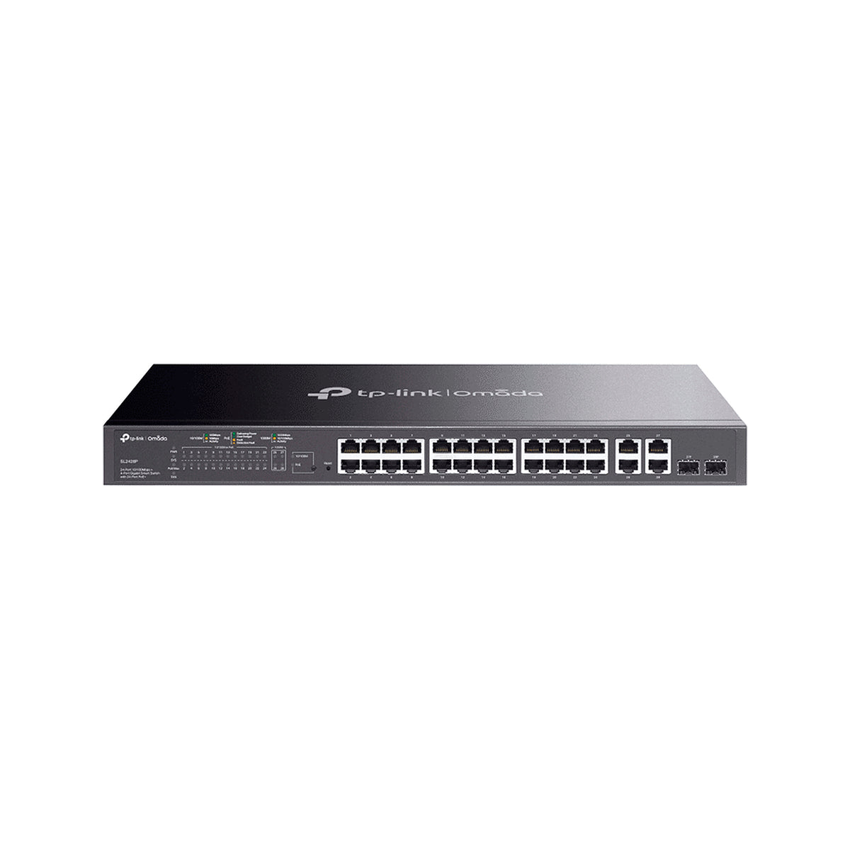 TP-LINK TL-SL2428P - SWITCH POE+ JETSTREAM SDN ADMINISTRABLE 24 PUERTOS 10/100 MBPS + 2 PUERTOS 10/100/1000 MBPS (UPLINK) + 2 PUERTOS SFP (COMBO 2 RJ45 10/100/1000 MBPS), 250W, ADMINISTRACIÓN CENTRALIZADA OMADA SDN [TPL3720023]