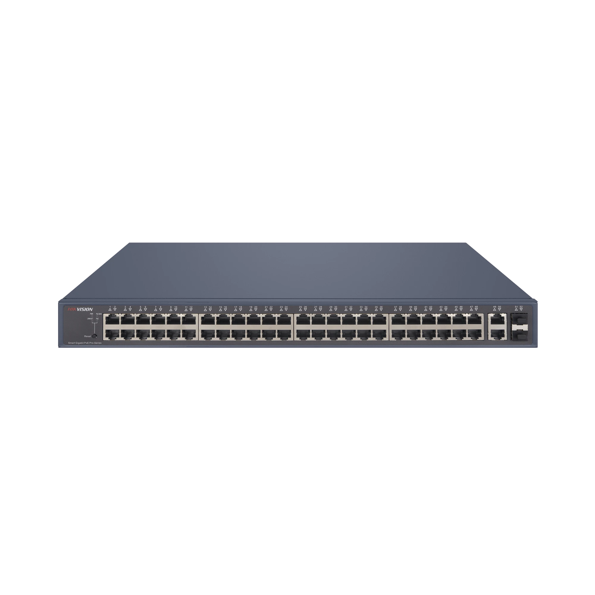 SWITCH POE+ / MONITOREABLE / 48 PUERTOS 10/100/1000 MBPS POE+ / 2 PUERTOS 10/100/1000 MBPS UPLINK / 2 PUERTOS SFP / 470 WATTS TOTALES-Energía-HIKVISION-Bsai Seguridad & Controles