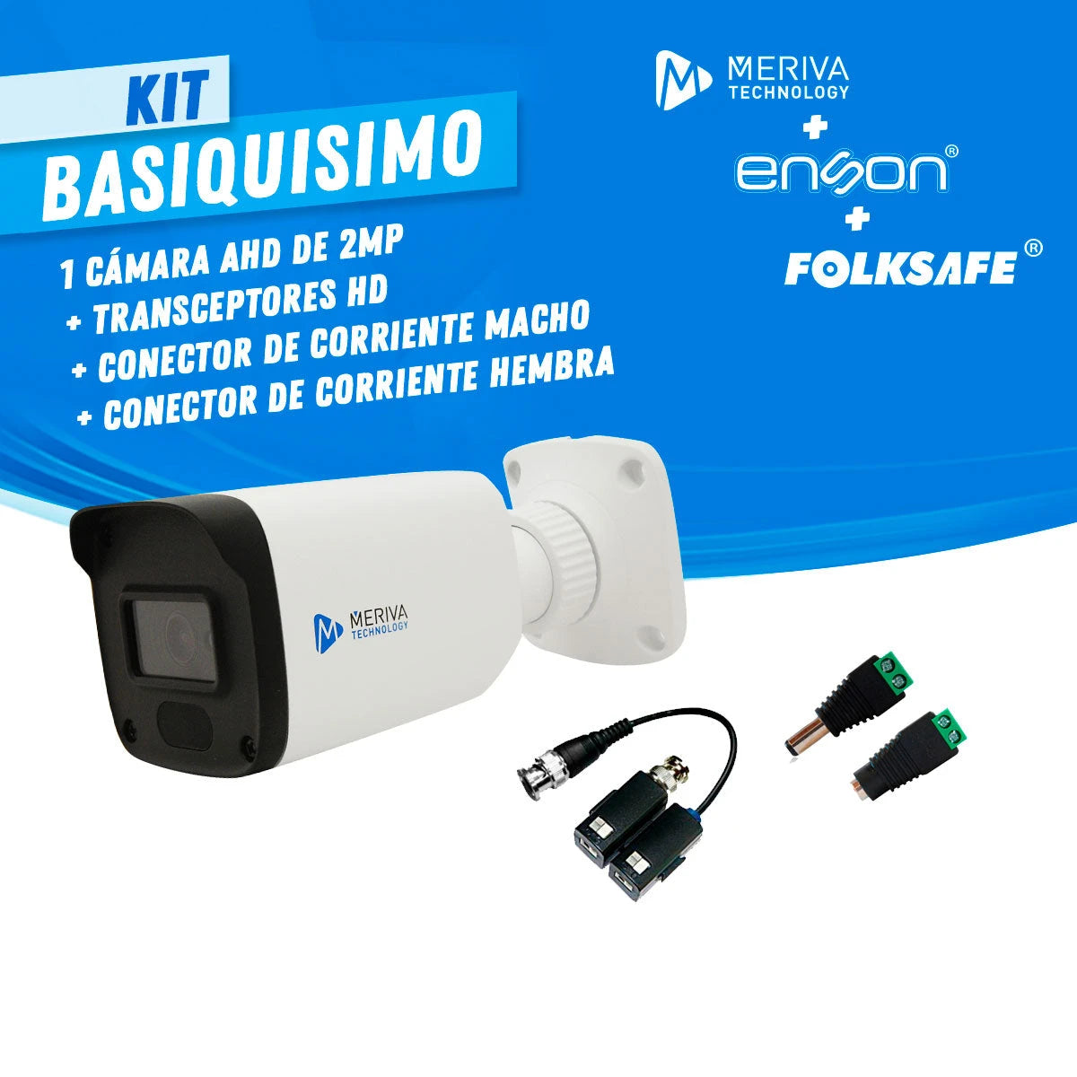 KIT BASIQUISIMO 1 MERIVA TECHNOLOGY - FOLKSAFE 1X MBASHD2202 CAMARA HD BULLET MERIVA TECHNOLOGY 1080P / 2.8MM / 20M IR / IP67 / METPALICA / 12VCD 1X FS-HDP4101C TRANSCEPTOR DE VIDEO PASIVO FOLKSAFE / TERMINALES PUSH / 1 CH / DISTANCIA MAXIMA 320M / 4K ...-Cámaras-MERIVA TECHNOLOGY-Bsai Seguridad & Controles