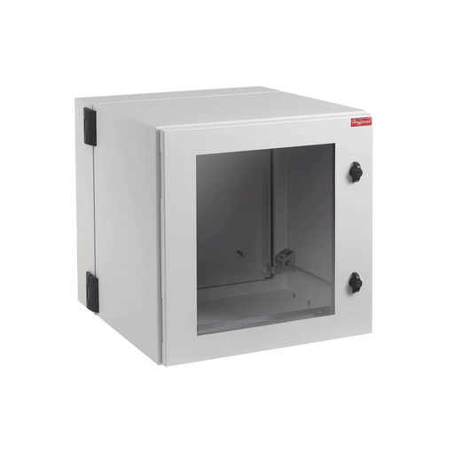 GABINETE INDUSTRIAL PROTEK DE PUERTA CON VENTANA, PROTECCIÓN NEMA TIPO 4/12/4X; IP55; IK10, ABATIBLE, FABRICADO EN ACERO, 12 UR, COLOR GRIS CLARO-Racks y Gabinetes-HOFFMAN-PTHW242430G2-Bsai Seguridad & Controles