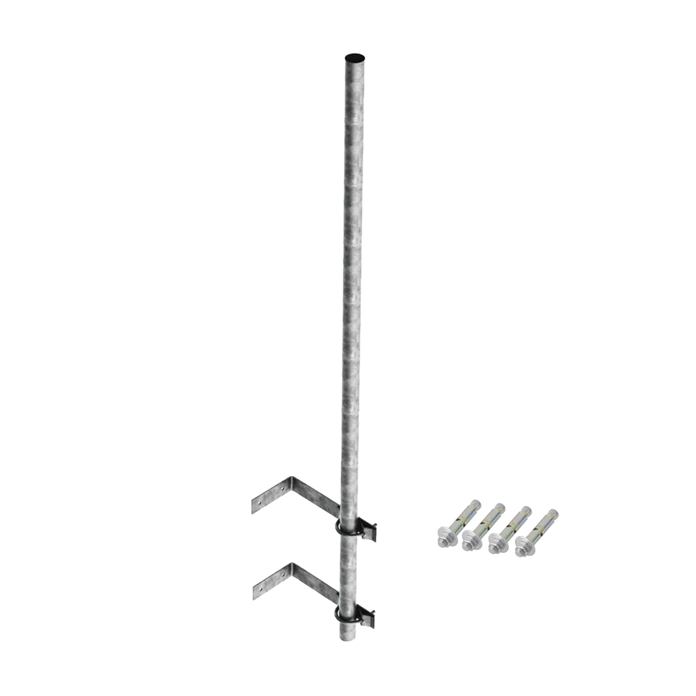 MÁSTIL DE 3 M DE 1-1/4" DIÁMETRO CED. 30 CON HERRAJES PARA SUJECIÓN A PARED-Accesorios Videovigilancia-SYSCOM TOWERS-Bsai Seguridad & Controles