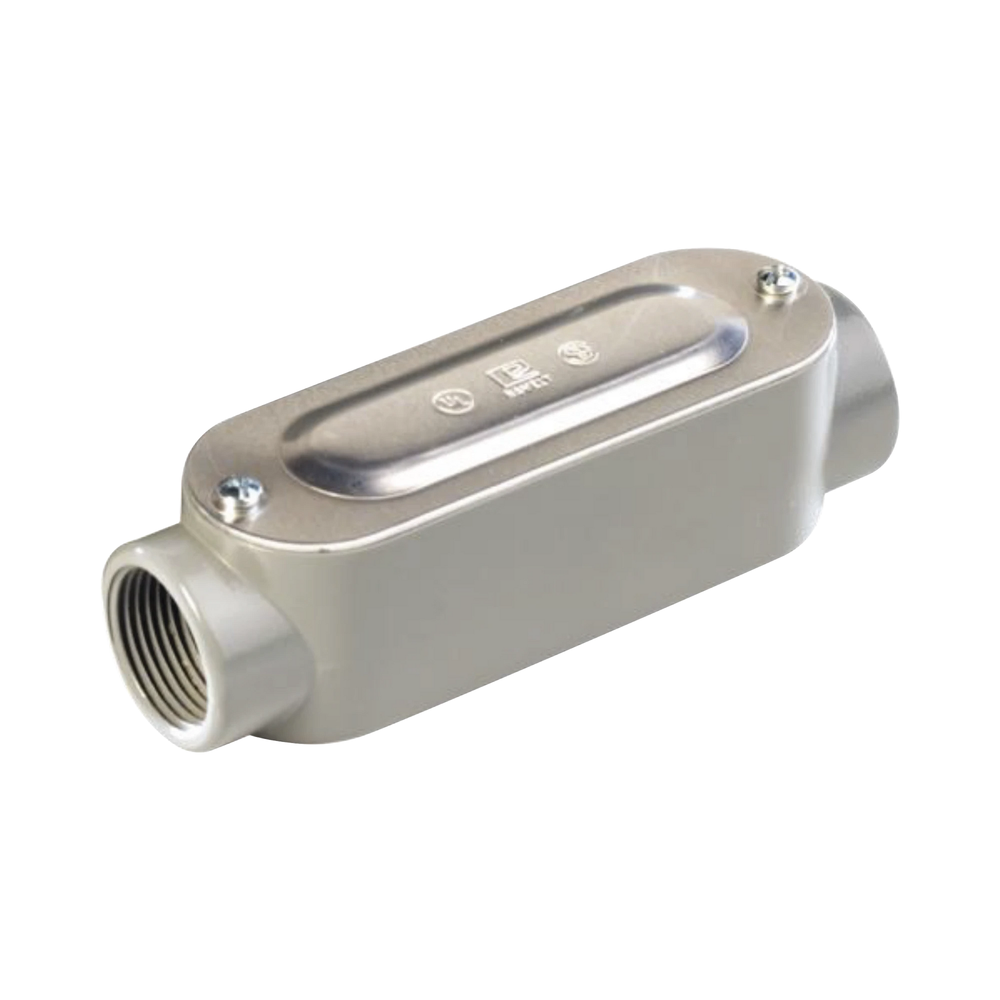 CAJA OVAL ROSCADA TIPO C DE 1 1/4" (31.8 MM) INCLUYE TAPA Y TORNILLOS.-Canalización-RAWELT-Bsai Seguridad & Controles