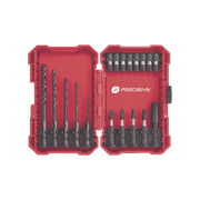 JUEGO DE 18 PUNTAS Y BROCAS PARA TALADRO ENTRADA HEXAGONAL 1/4". INCLUYE ESTUCHE.-Herramientas-PRECISION-Bsai Seguridad & Controles